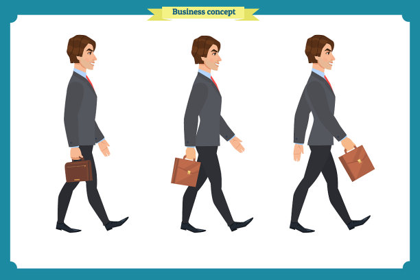 收藏一套行走和跑步的商人图片下载