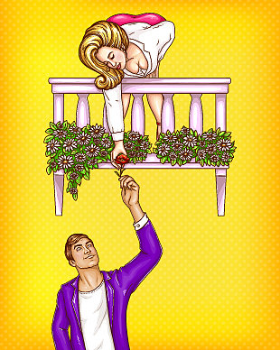 波普艺术浪漫的约会概念图片下载