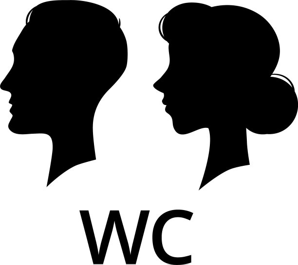男女侧面头像卫生间标志图片下载