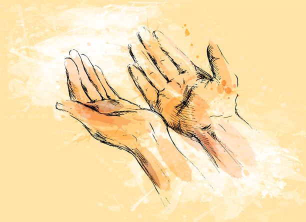 彩色手绘乞讨手图片下载