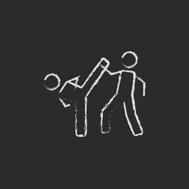 空手道战士的图标用粉笔画图片下载