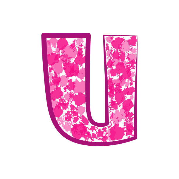 白色背景上的英文粉色字母u图片下载