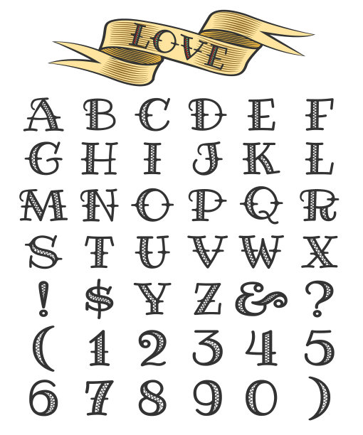 手绘纹身字体图片下载