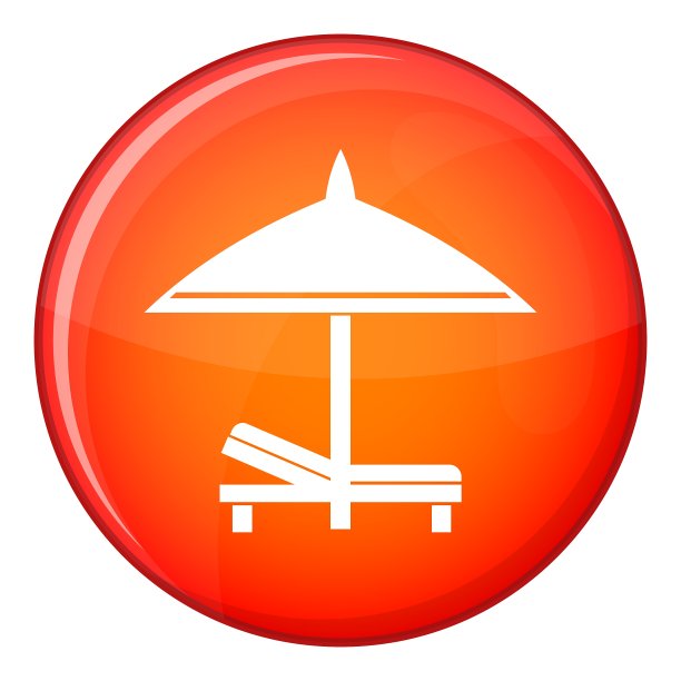 长凳和伞图标扁平化风格图片下载