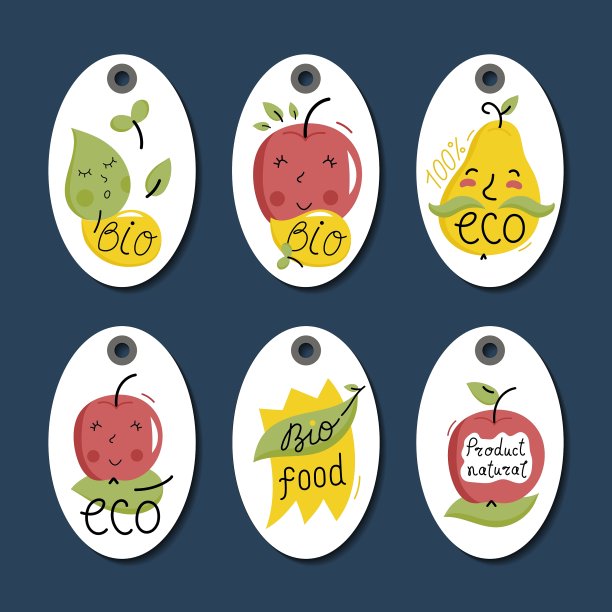 有机生态和生物食品标签设置图片下载