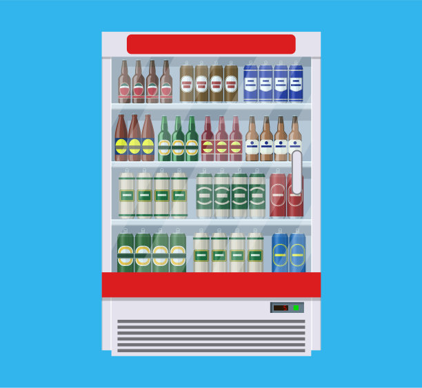 展示冷却饮料的冰箱图片下载