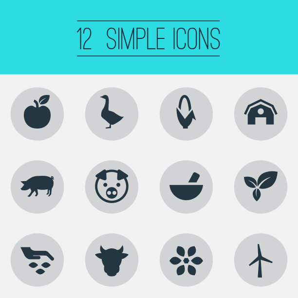 一组简单的自然图标图片下载