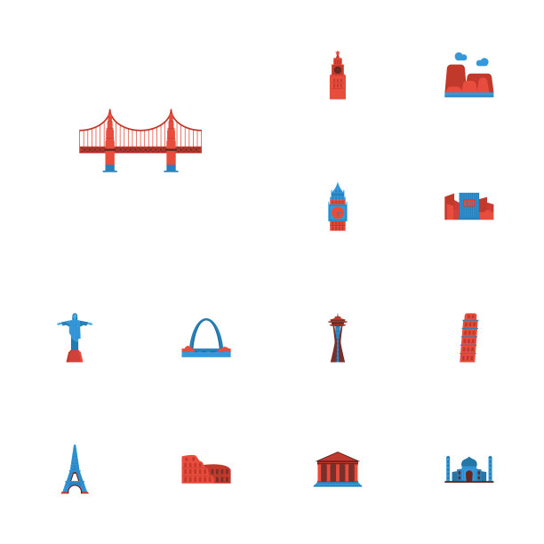 平面图标建筑伦敦里约热内卢等图片下载