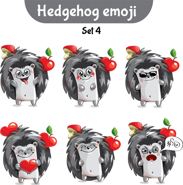 一套可爱的刺猬角色设置4图片下载