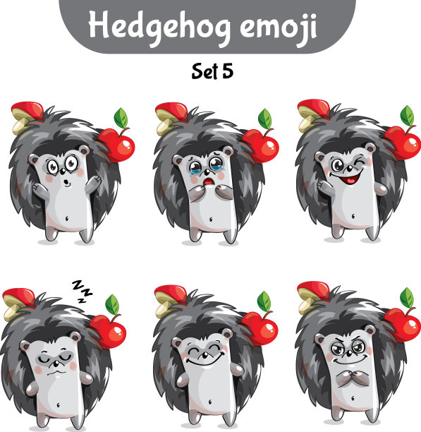 一套可爱的刺猬角色设置5图片下载
