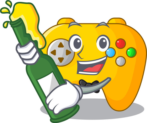 用啤酒复古电脑游戏控制吉祥物图片下载