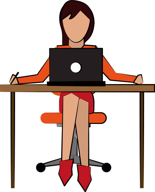 在办公桌图标上工作的女人图片下载