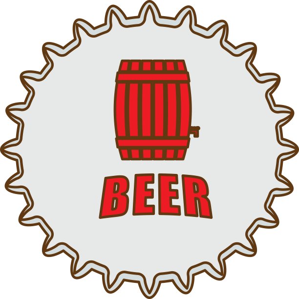 啤酒瓶盖标志图标形象图片下载
