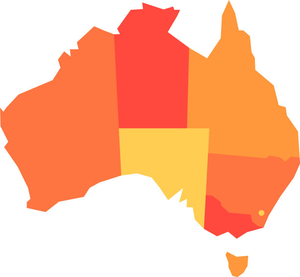 橙色空白的澳大利亚地图图片下载