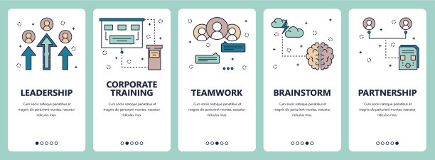 线条艺术网页和移动应用程序模板集图片下载