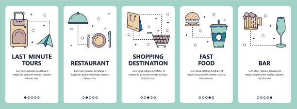 线条艺术网页和移动应用程序模板集图片下载