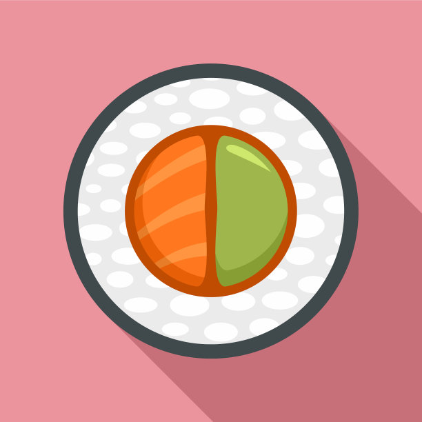 米酒芥末寿司图标的扁平风格图片下载