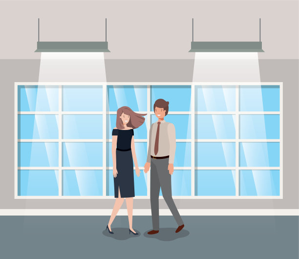 商业夫妇在走廊办公室图片下载