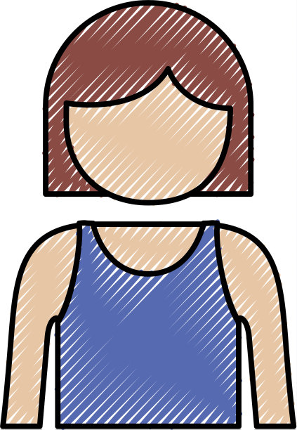 女孩半身的彩色铅笔剪影图片下载