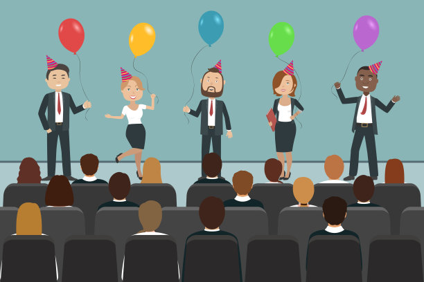 团队庆祝成功。矢量图图片下载