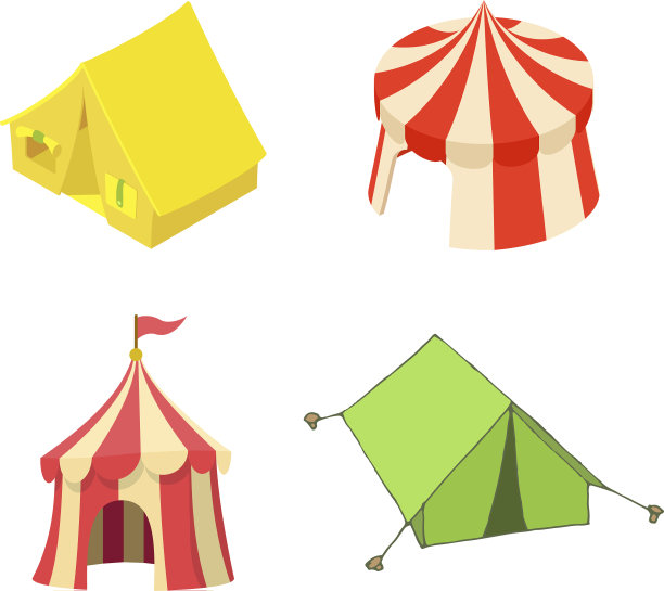 帐篷图标设置卡通风格图片下载