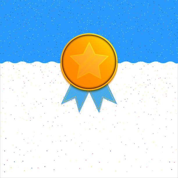 一枚带有丝带海报的星级金牌图片下载