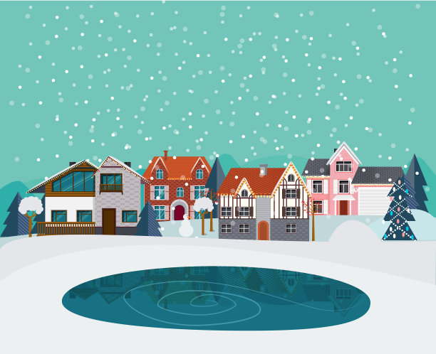 冬季乡村景观平面模板图片下载