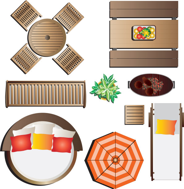 室外家具顶视图设置13景观图片下载