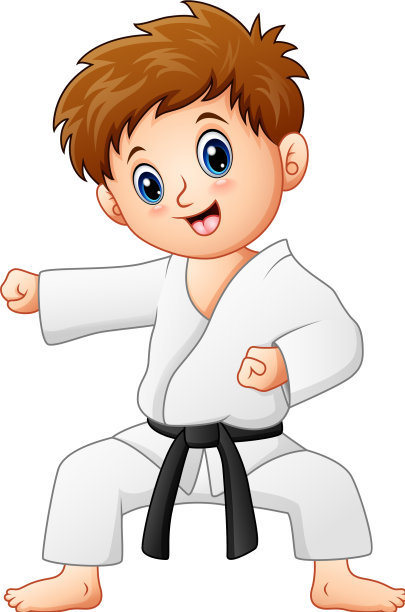 可爱的小男孩在玩空手道图片下载