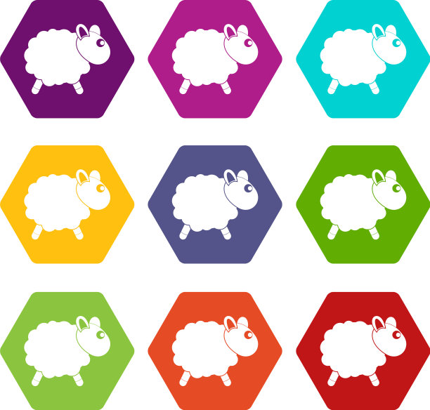 绵羊图标设置颜色六面体图片下载