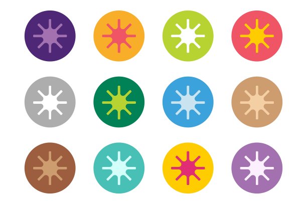 太阳爆星或雪花标志图标集图片下载