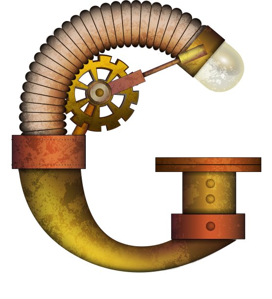 蒸汽朋克字母孤立在白色图片下载
