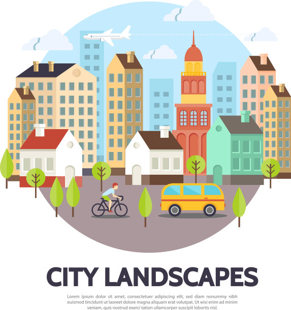 平的城市概念图片下载