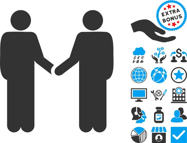 人握手平图标与奖金图片下载