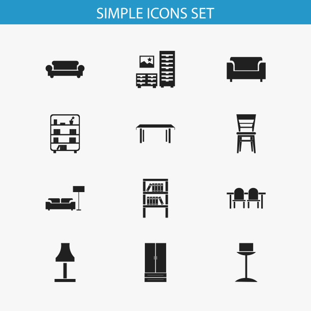 一套12可编辑的家具图标包括图片下载