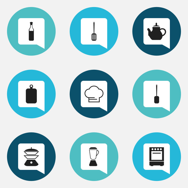 一套9可编辑的烹饪图标包括符号图片下载