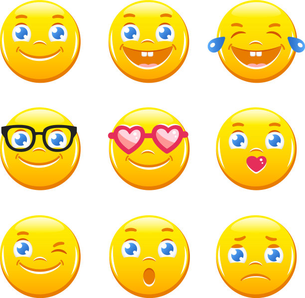 可爱的卡通表情符号表情符号图标笑脸图片下载