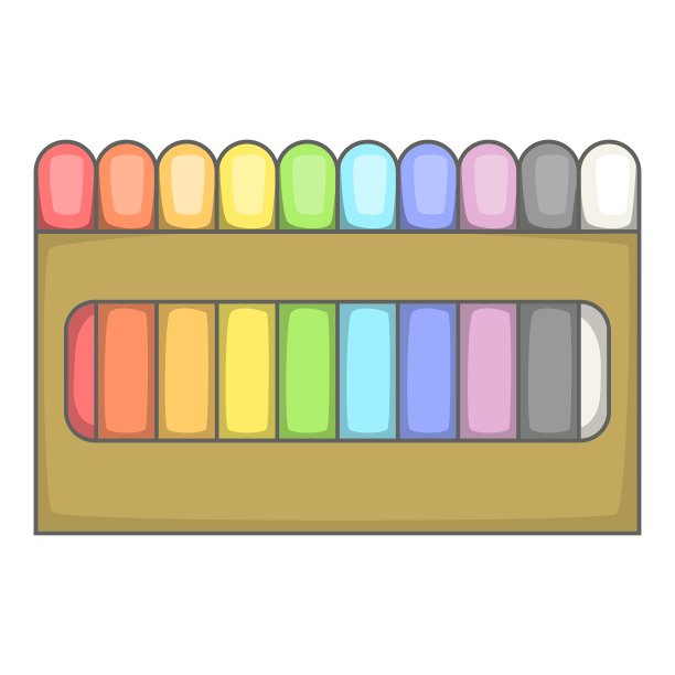 彩色蜡笔集图标卡通风格图片下载