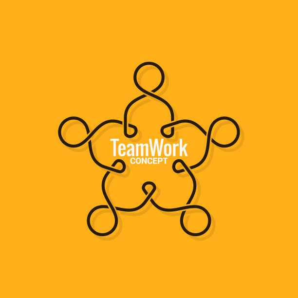团队标志商业线概念黄色图片下载