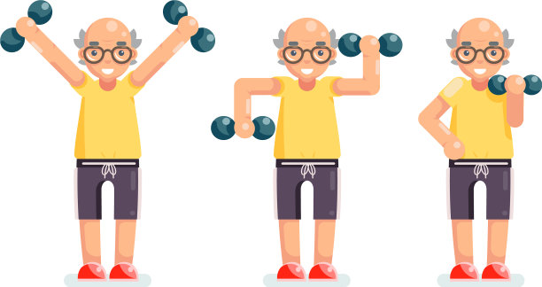 体操老爷爷练哑铃图片下载