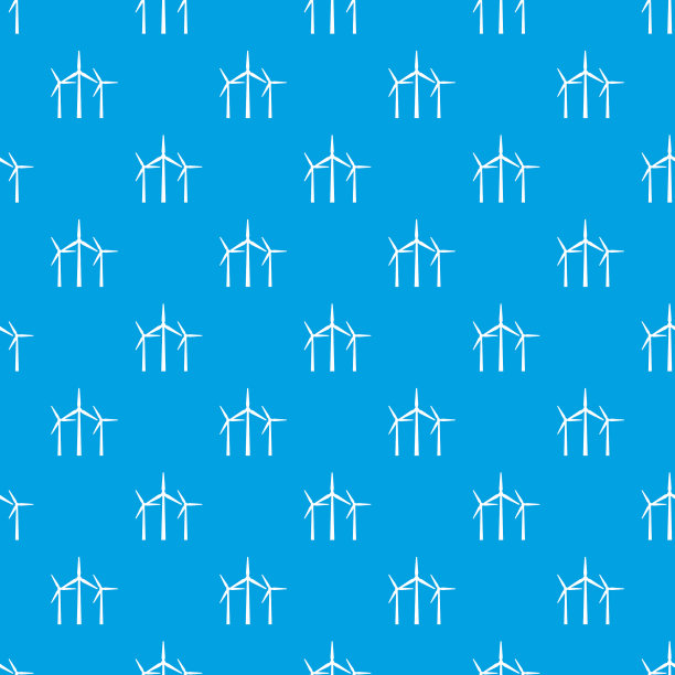 风力涡轮机图案无缝蓝色图片下载