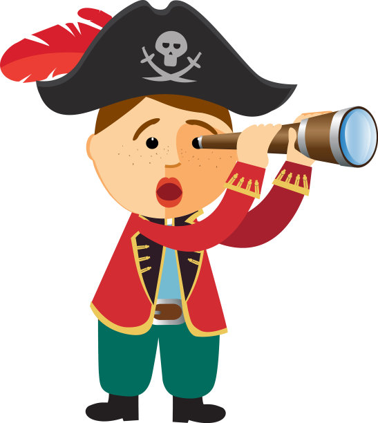 海盗男孩在用望远镜看东西图片下载