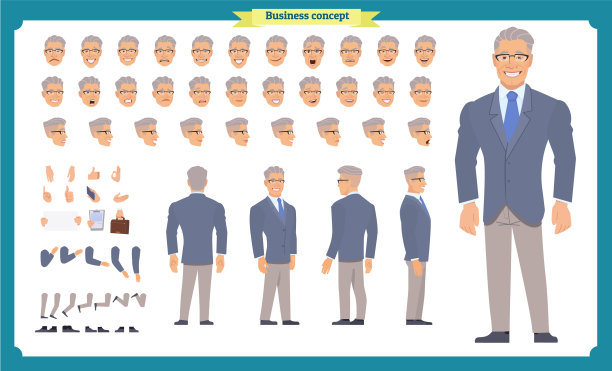 正面，侧面，后视图动画角色图片下载