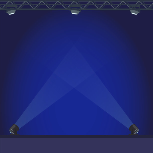 空荡荡的舞台，蓝色的灯光图片下载