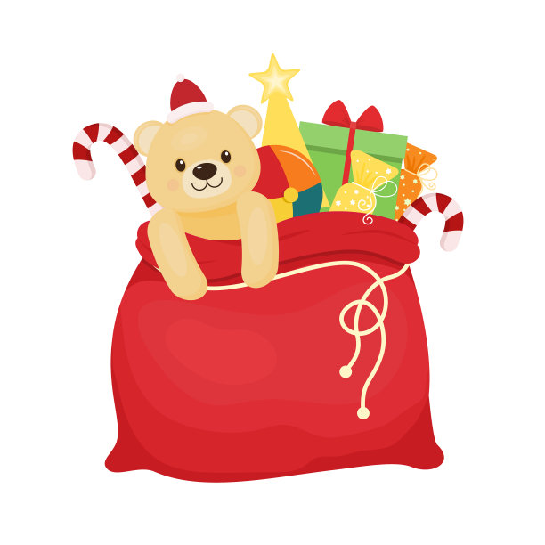 红色的圣诞包与礼物圣诞老人的包图片下载