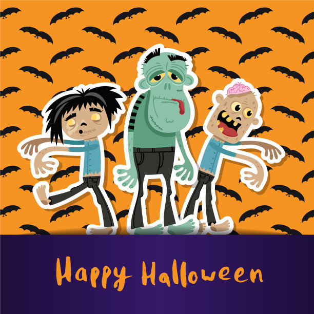 可爱僵尸万圣节海报图片下载