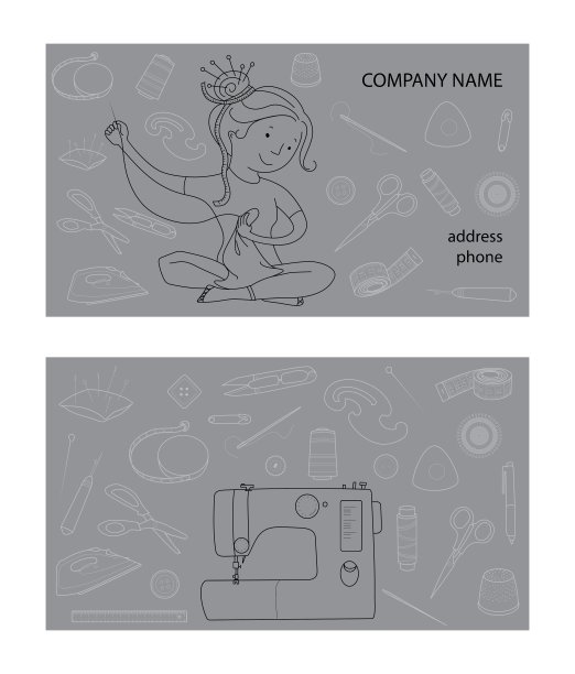 缝纫工作室名片模板图片下载