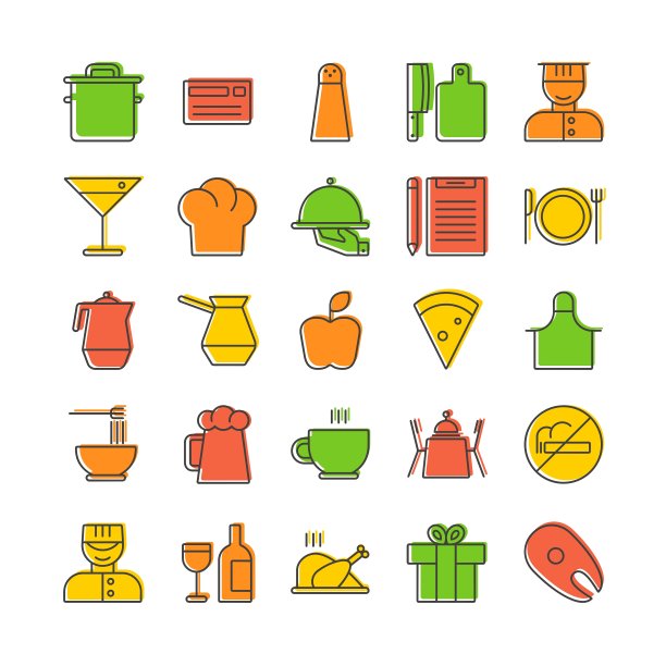 图标设置为餐厅细线风格配图片下载