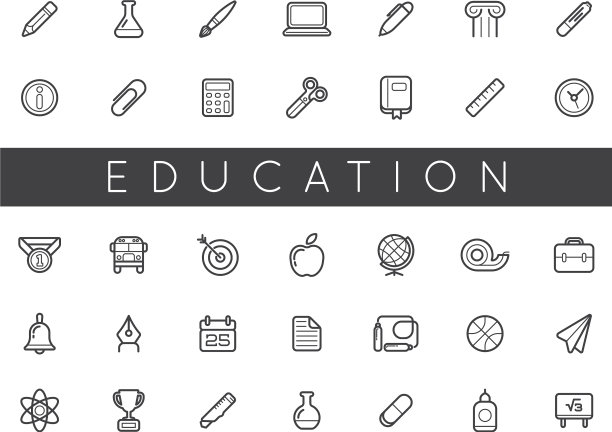 一组教育图标可以作为标志或图片下载