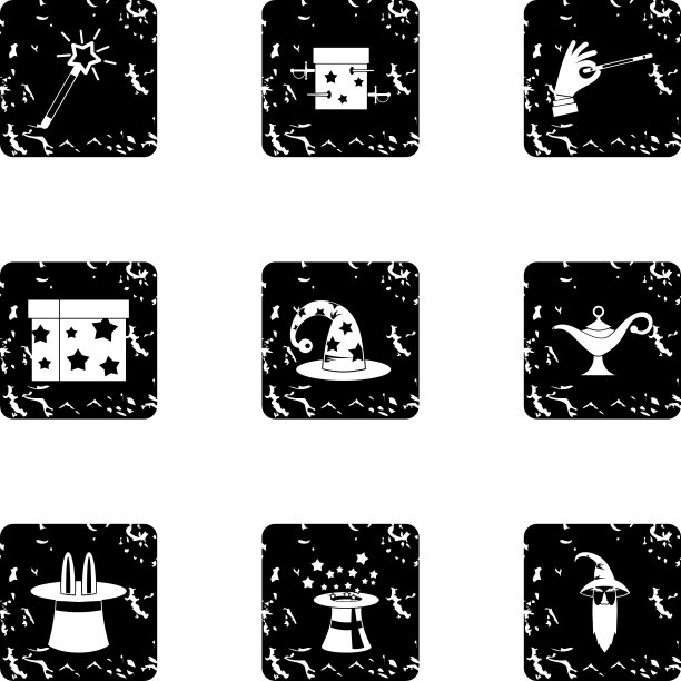 巫术图标设置垃圾摇滚风格图片下载